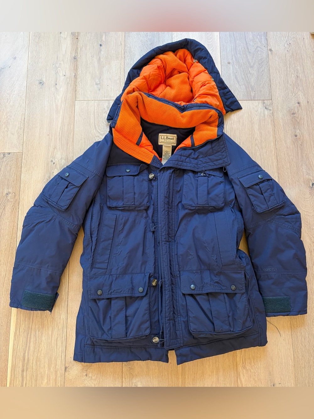 LL Bean Gore-Tex Down Parka thermal waffle cozy warm winter outdoor gorpcore - M